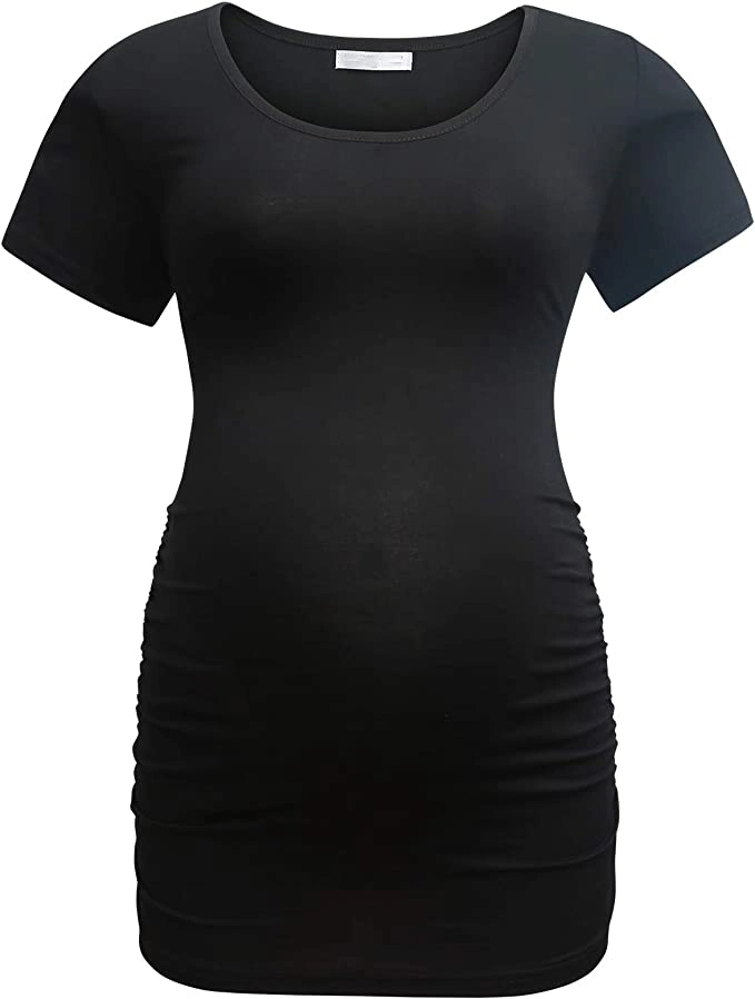 Bamboo Modal Womens Maternity Tshirt Classic Side Ruched Tee Top Mama Pregnancy Clothes