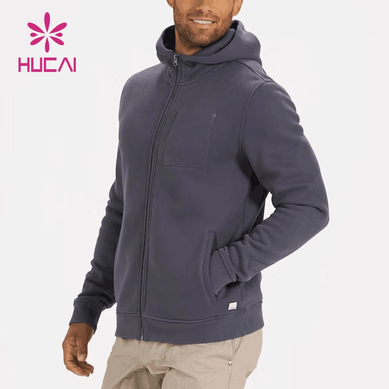 Cheap Mens Breathable Heavy Warm Cotton Full Zip Custom Sports Running Hooded Khaki Jacket