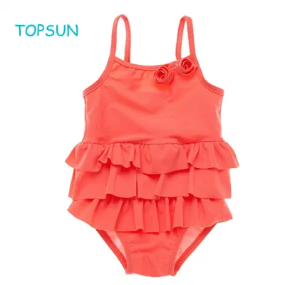 OEM/ODM Baby Girls Kids One Piece Sweet Infant Garments Swimwear with Shoulder
