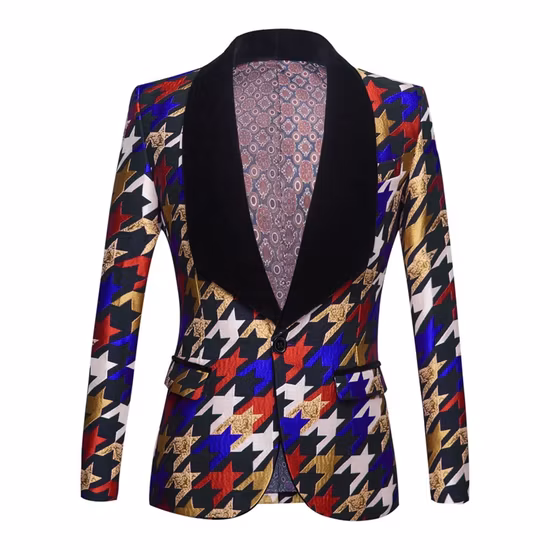 Mens 2 Piece Floral Tuxedo Jacket Paisley Shawl Lapel Suit Blazer Jacket